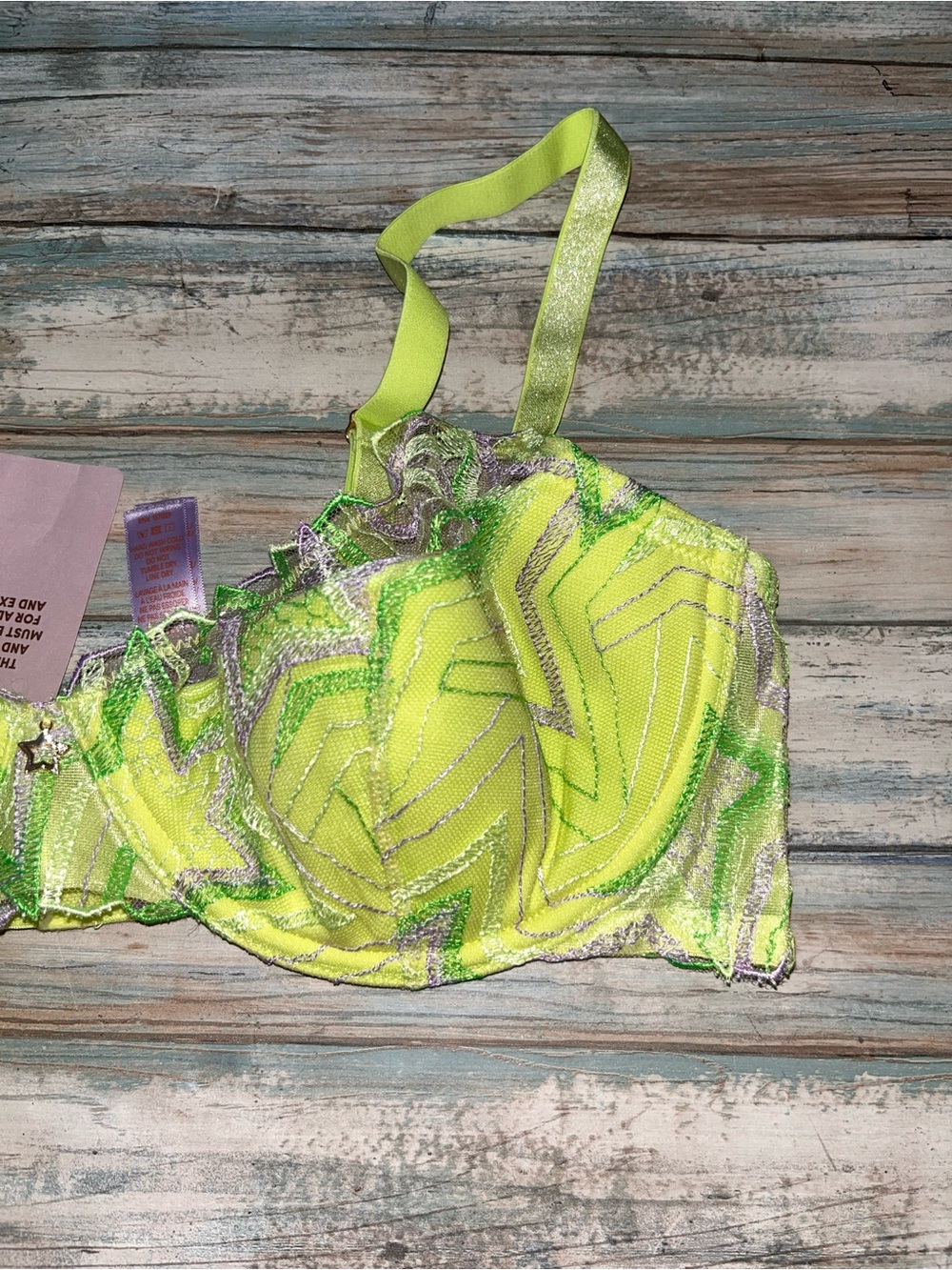NWT Savage X Fenty Shining Star Embroidered Half Cup Plunge Bra 38D - Picture 3 of 7